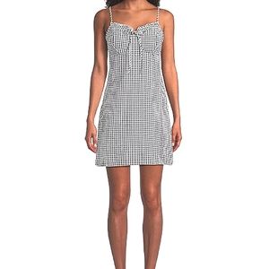 Gingham Dress Modern Fit Preppy Plaid Mini Short Ruffle Beach Size S Black White